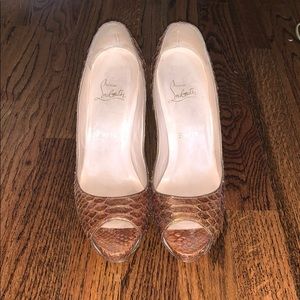 tan snakeskin Louboutin heels